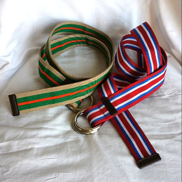 Nautical Striped Mens Belts Bundle (2) - Picture 1 of 9